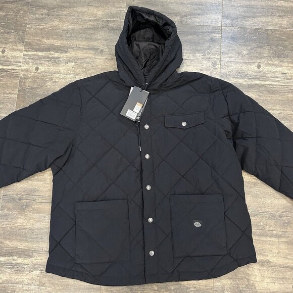 NWT Harley-Davidson Men 3XL Forever Harley Quilted Black Jacket 97404-23VM Down - Picture 2 of 12